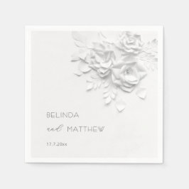 Guardanapo De Papel White 3D Flowers Roses Minimalist Wedding 