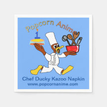 White Blue Chef Ducky Kazoo Funny Party Paper