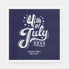Guardanapo De Papel White &Blue Fireworks BBQ Party
