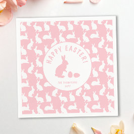 Guardanapo De Papel White Bunny Pattern On Blush Pink Cute Easter
