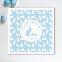 Guardanapo De Papel White Bunny Pattern On Light Blue Cute Easter