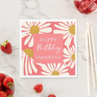 Guardanapo De Papel White Daisy Blooms –  Floral  Garden Birthday 