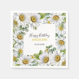 Guardanapo De Papel White Daisy Floral Greenery Aniversário