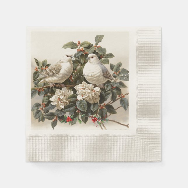Guardanapo De Papel White Dove Holly Berry (Frente)