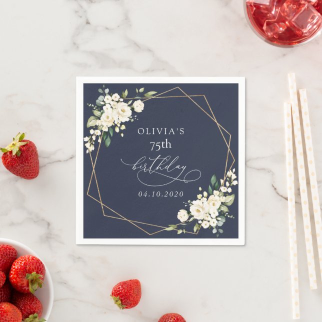 Guardanapo De Papel White Flowers, Cream Flowers, Boho, Birthday (Insitu)