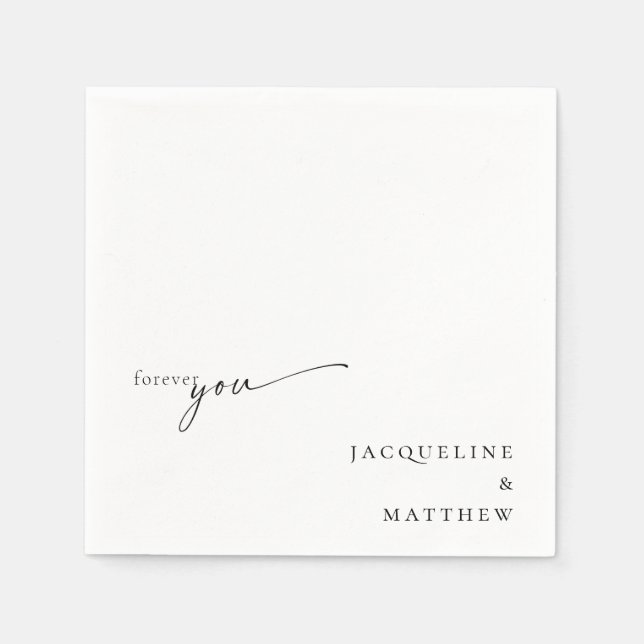 Guardanapo De Papel White Forever Você Casal Nomes Casamento Cocktail (Frente)