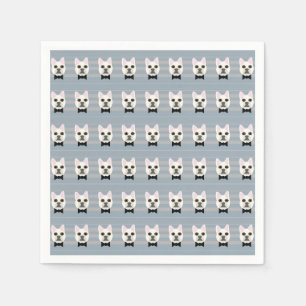 Guardanapo De Papel White French Bulldog, Stripes