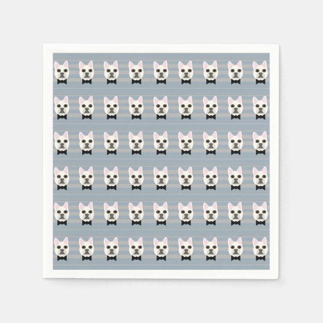 Guardanapo De Papel White French Bulldog, Stripes (Frente)