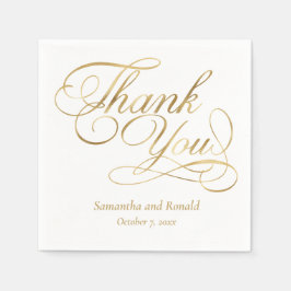 Guardanapo De Papel White & Gold Foil Thank You Calligraphy Wedding