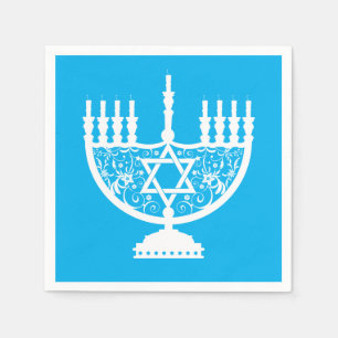 Guardanapo De Papel White Hanukkah menorah