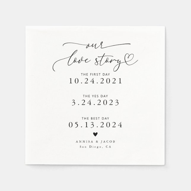 Guardanapo De Papel White Our Love Story Elegant Script Wedkin (Frente)