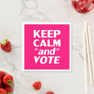 Guardanapo De Papel White paper "Keep Calm and Vote" rosa sobre fúcsi
