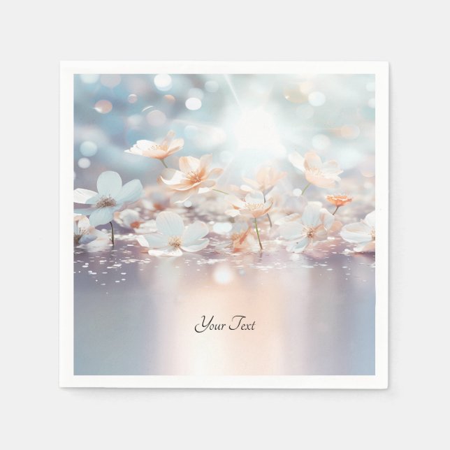 Guardanapo De Papel White Peach Floral Napkins (Frente)