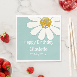 Guardanapo De Papel White Retro Modern Daisy Flower Personalizado Aniv