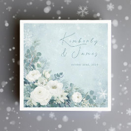 Guardanapo De Papel White Roses Hellebores Silver Eucalyptus Wedding