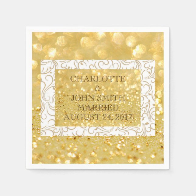 Guardanapo De Papel White Standard Paper Napkins Personalizado Dourado (Frente)