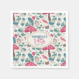 Guardanapo De Papel White Vintage Cottagecore Mushroom Birthday