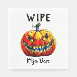 Guardanapo De Papel White Wipe if you dare Halloween Smiling Pumpkin