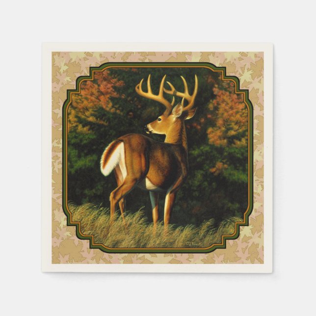 Guardanapo De Papel Whitetail Buck Autumn Leaves (Frente)