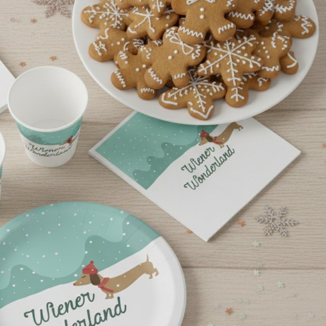 Guardanapo De Papel Wiener Wonderland Dachshund Natal Doxie (Wiener Wonderland Dachshund Christmas Doxie Napkins)