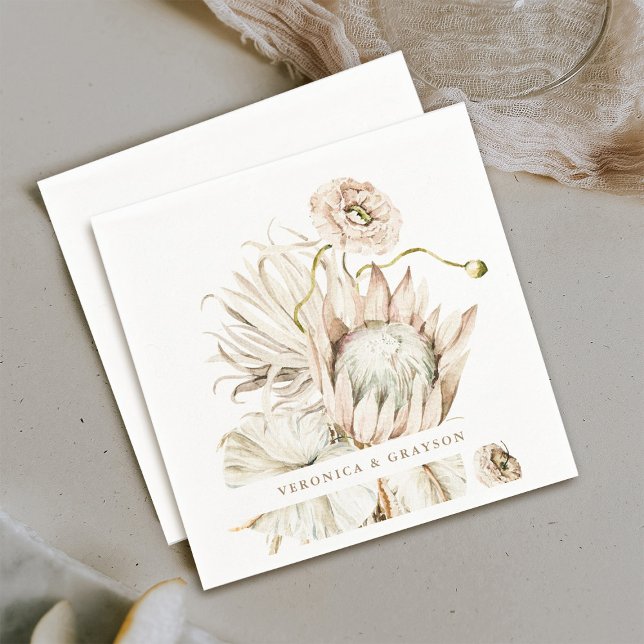 Guardanapo De Papel Wild Boho Protea Pampas Grass Casamento Floral (Criador carregado)