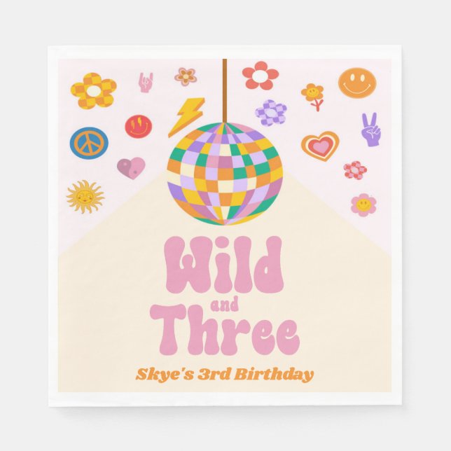 Guardanapo De Papel Wild e Three Retro Disco Ball Party (Frente)