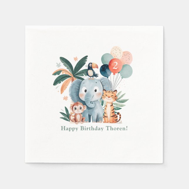 Guardanapo De Papel Wild Jungle Theme Birthday Party (Frente)