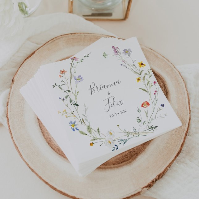 Guardanapo De Papel Wild Multicolor Floral Wedding Napkin (Criador carregado)