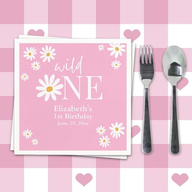 Guardanapo De Papel Wild One Daisy First Birthday Party – Boho Floral  (Criador carregado)