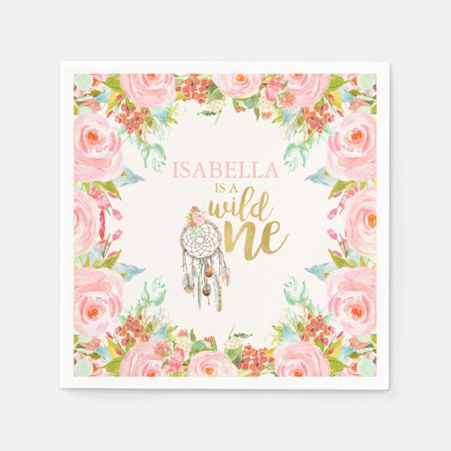 Guardanapo De Papel Wild One Festa de aniversário Napkin Boho Dreamcat (Frente)
