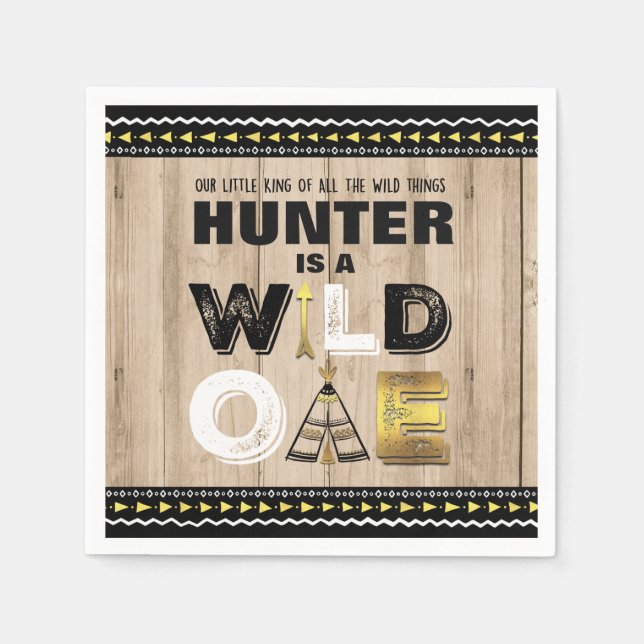 Guardanapo De Papel Wild One Festa de aniversário Napkin King Of The W (Frente)