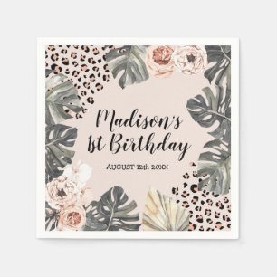 Guardanapo De Papel Wild One Girl Leopard Imprime Papel de Aniversário