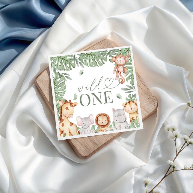 Guardanapo De Papel Wild One Jungle Birthday Napkin (Criador carregado)