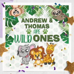 Guardanapo De Papel Wild One Jungle Safari Animal Twins First Birthday