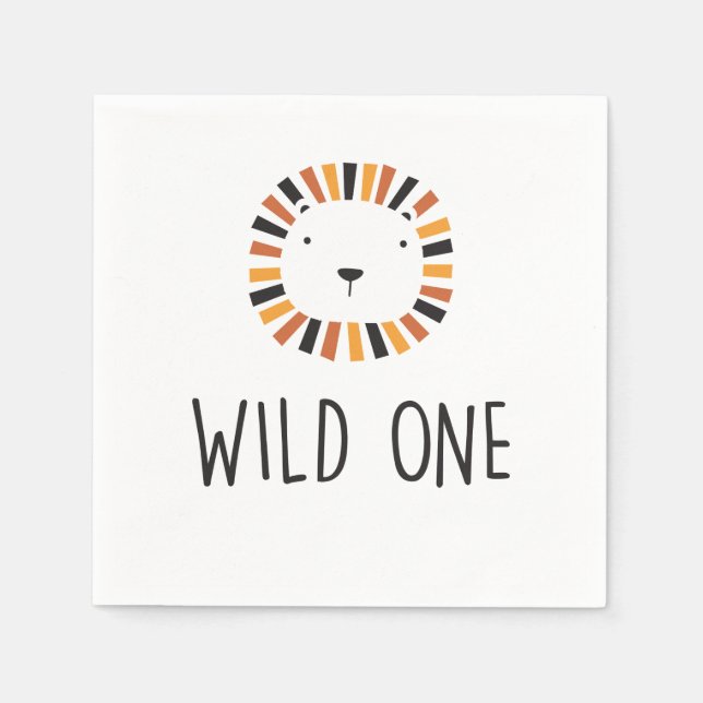 Guardanapo De Papel Wild one Lion primeiro aniversário Napkins (Frente)