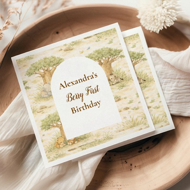 Guardanapo De Papel Wild One Neutral Safari First Birthday (Criador carregado)