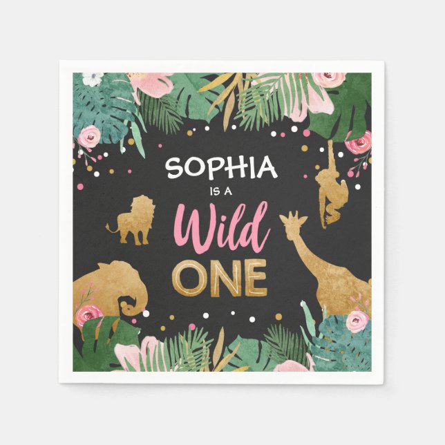 Guardanapo De Papel Wild One Paper Napkins Selgle Animal Girl (Frente)