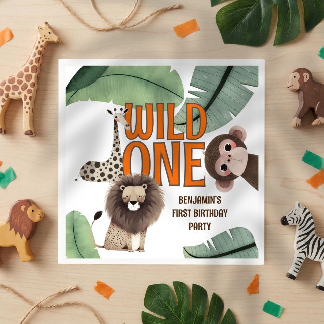 Guardanapo De Papel Wild One Safari Animals First Birthday Party (Criador carregado)
