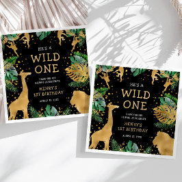 Guardanapo De Papel Wild One Safari Party Green Black