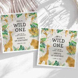 Guardanapo De Papel Wild One Safari Party Green Ecru
