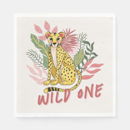Guardanapo De Papel Wild One Safari Pink Cheetah Kids Birthday Party