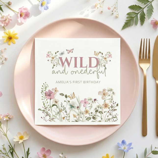 Guardanapo De Papel Wild & Onederful Wildflower 1st Birthday Party (Criador carregado)