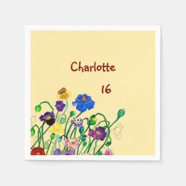 Guardanapo De Papel Wild Poppy Deep Red & Butter Yellow Birthday