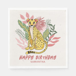 Guardanapo De Papel Wild Safari Pink Cheetah Kids Birthday Party