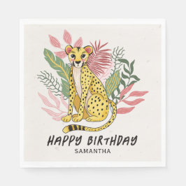 Guardanapo De Papel Wild Safari Pink Cheetah Kids Birthday Party