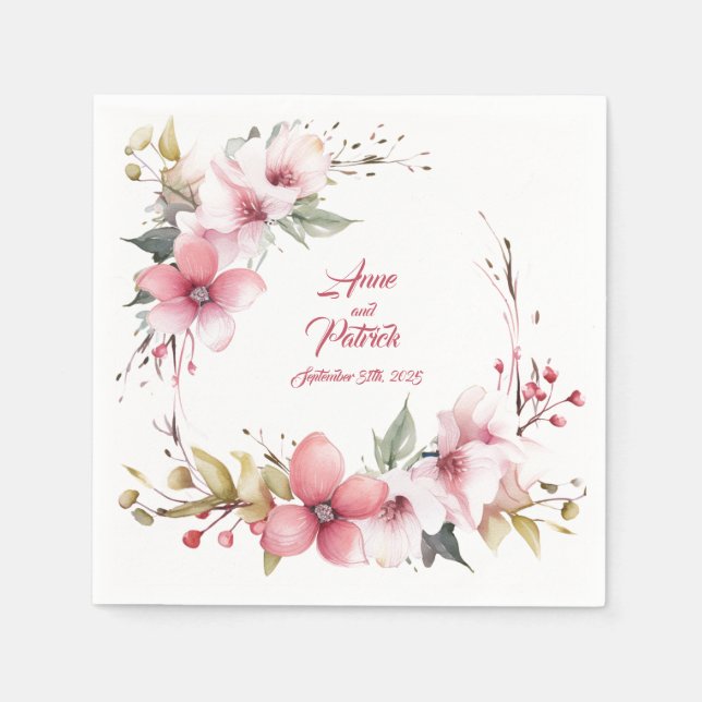 Guardanapo De Papel Wild Soft Rosa: Casamento Personalizado de Napkins (Frente)
