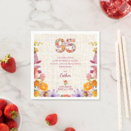 Guardanapo De Papel Wildflower 95th Birthday Party - Floral Number