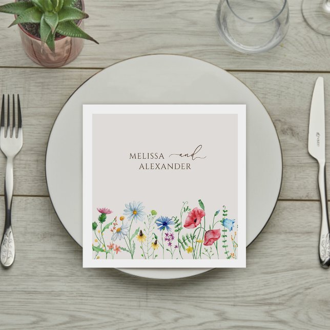 Guardanapo De Papel Wildflower Boho Garden Beige Wedkins (Criador carregado)
