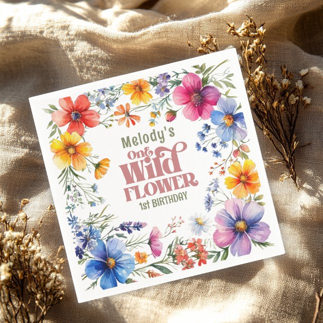 Guardanapo De Papel Wildflower Wild One 1st birthday  (Criador carregado)