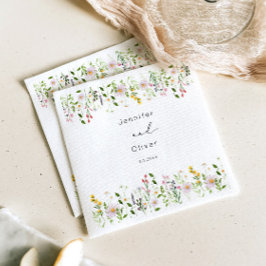 Guardanapo De Papel Wildflowers Minimalist Elegant Wedding Script